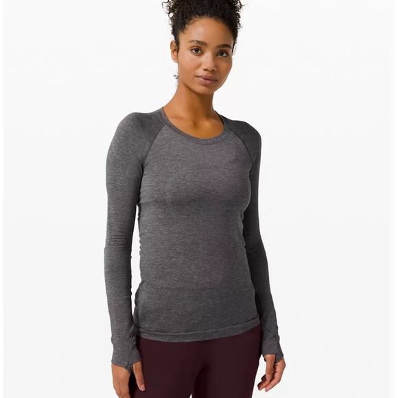 Lululemon Swiftly Tech Gray Long Sleeve Athletic Tee Size 10 - Picture 1 of 8